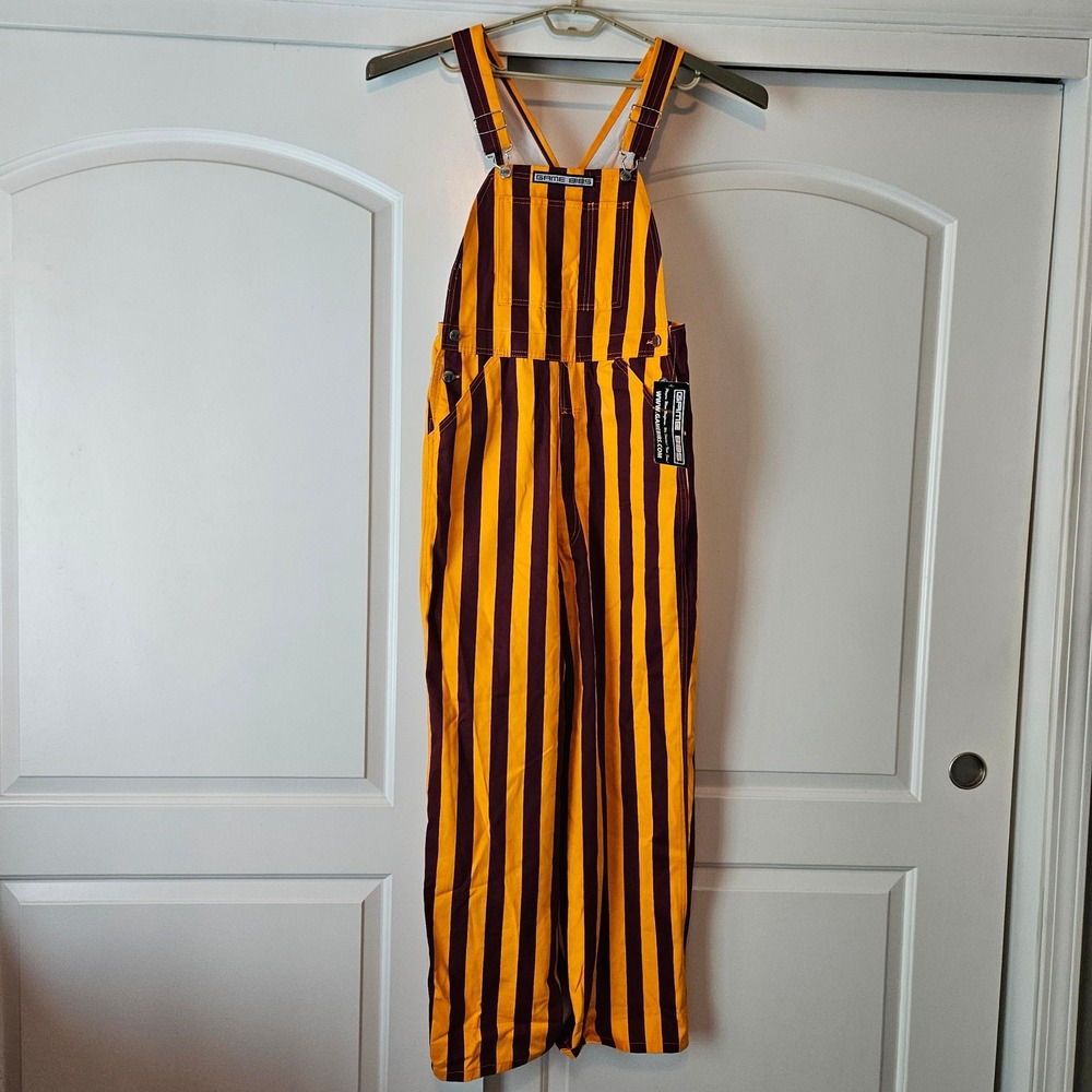 Minnesota Gophers Game Bibs Maroon Gold Striped Overalls Small NEW  Commanders